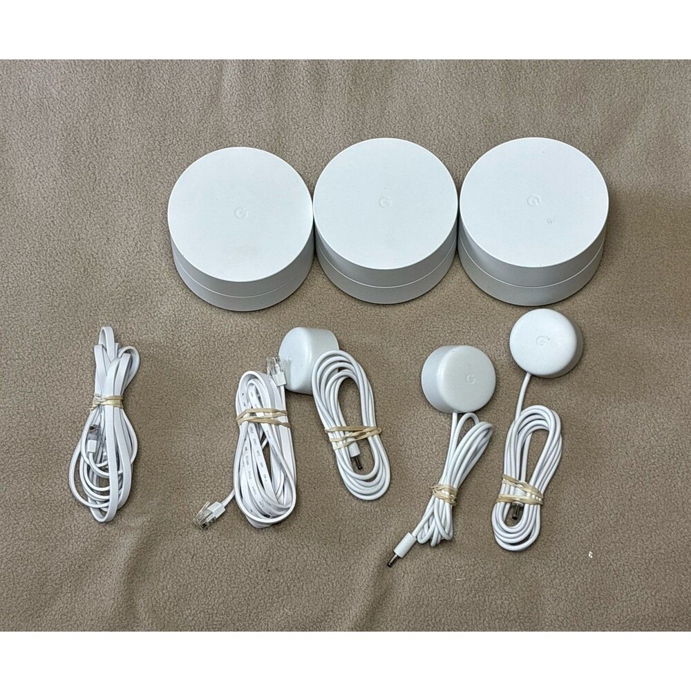 Lot of 3 Google WIFI Access Point Router GJ2CQ WIFI Google Mesh w/ Power Cord